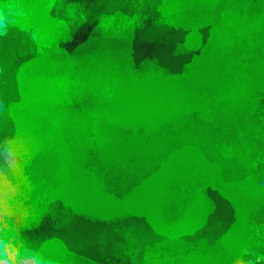 Parlak ve koyu yeşil tonlardan oluşan soyut suluboya desenli arkaplan