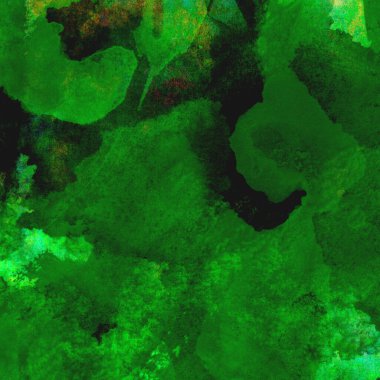 Parlak ve koyu yeşil tonlardan oluşan soyut suluboya desenli arkaplan