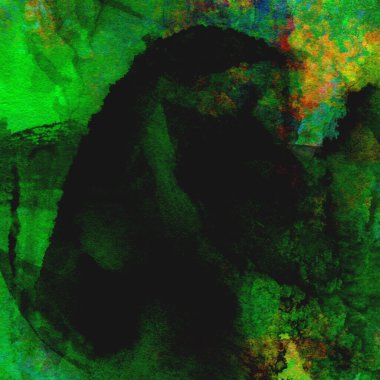 Parlak ve yeşil tonlardan oluşan soyut suluboya deseni