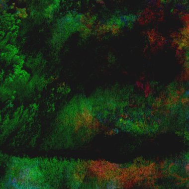 Sarı, mavi ve kırmızı tonlarda soyut yeşil suluboya tasarımı