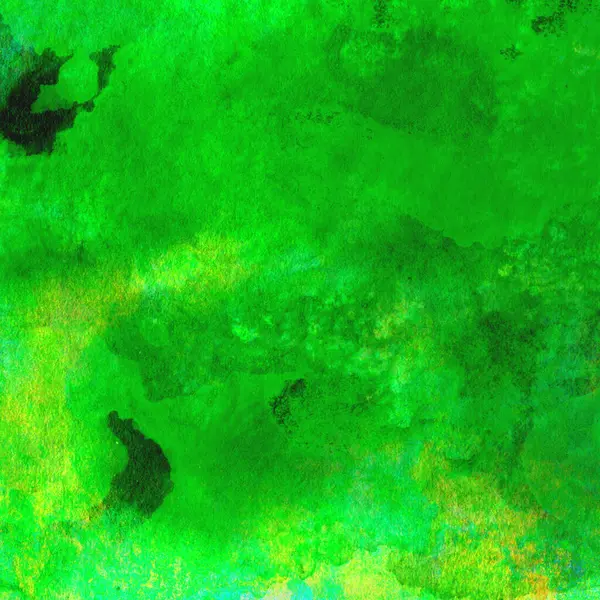 Sarı, mavi ve kırmızı tonlarda soyut yeşil suluboya tasarımı