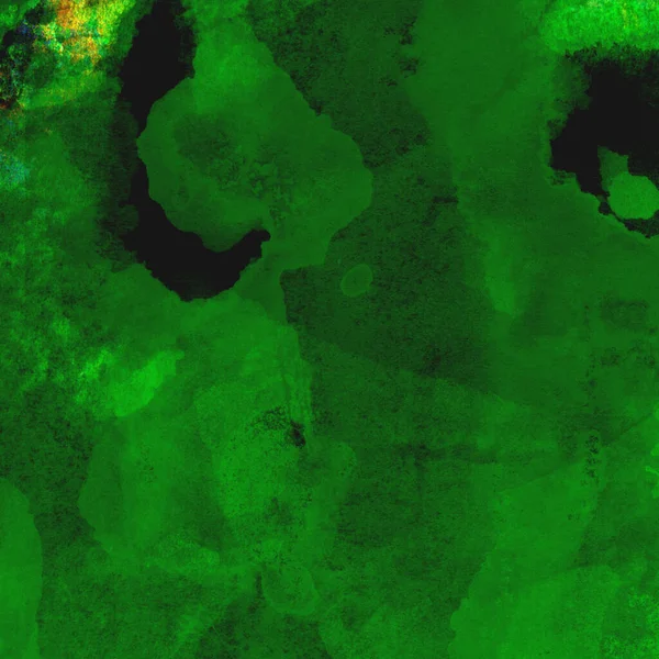 Sarı, mavi ve kırmızı tonlarda soyut yeşil suluboya tasarımı