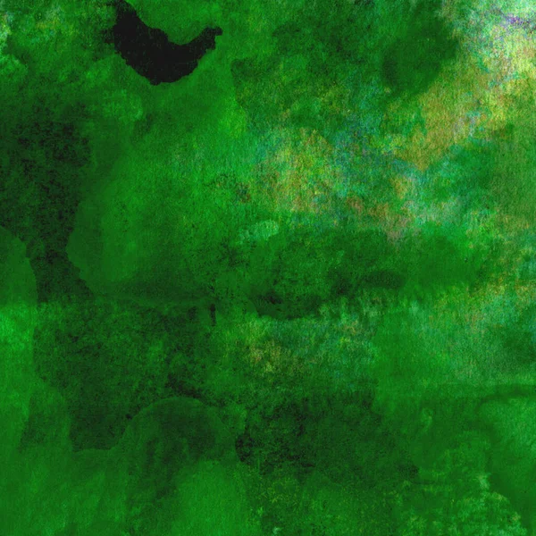 Sarı, mavi ve kırmızı tonlarda soyut yeşil suluboya tasarımı