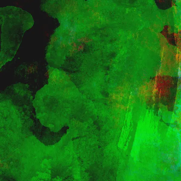 Sarı, mavi ve kırmızı tonlarda soyut yeşil suluboya tasarımı