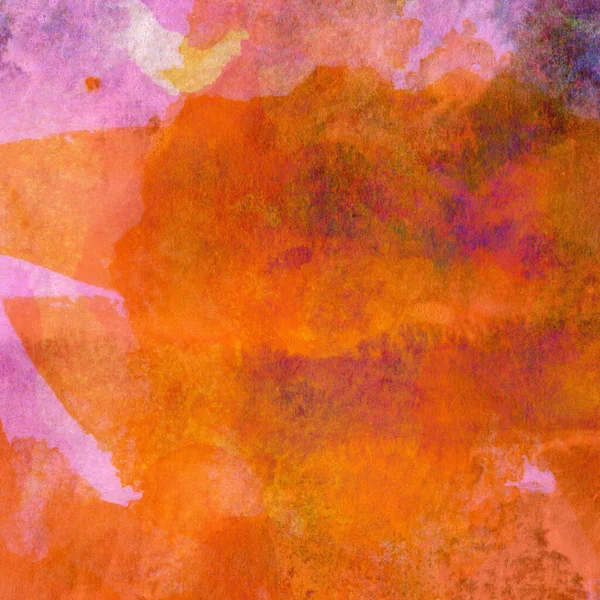 Pembe, kırmızı ve turuncu renkli suluboya lekeleri olan soyut renkli arkaplan