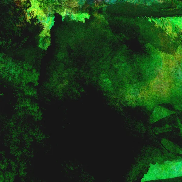 Sarı, mavi ve kırmızı tonlarda yeşil soyut suluboya deseni