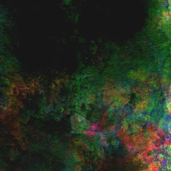 Sarı, mavi ve kırmızı tonlarda yeşil soyut suluboya deseni