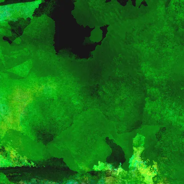 Parlak ve koyu yeşil tonlardan oluşan soyut renkli suluboya desenli arkaplan