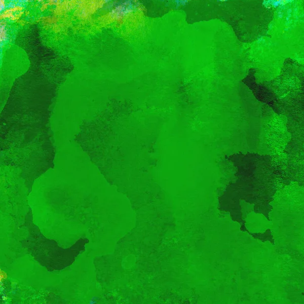Parlak ve koyu yeşil tonlardan oluşan soyut renkli suluboya desenli arkaplan