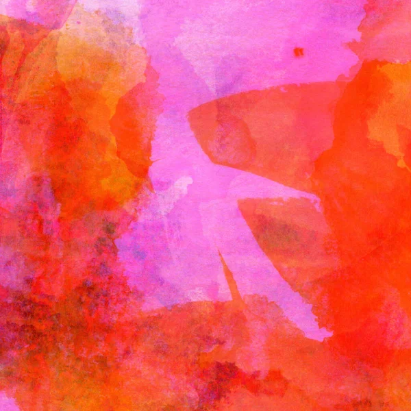 Pembe, kırmızı ve turuncu renkli suluboya lekeleri olan soyut renkli arkaplan
