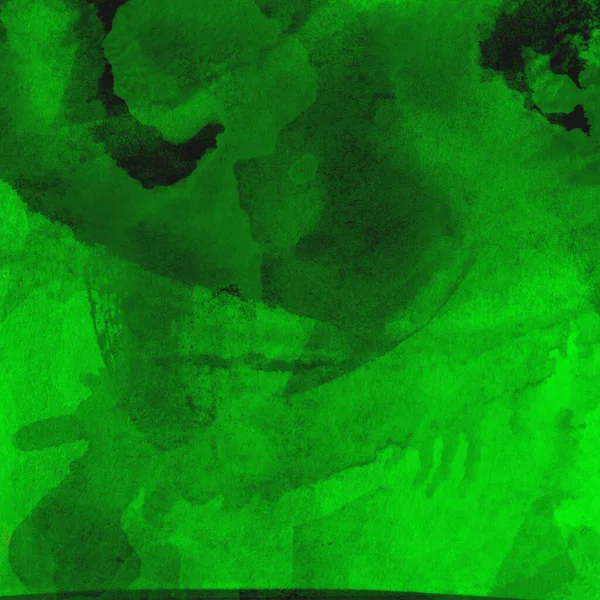 Parlak ve koyu yeşil tonlardan oluşan soyut renkli suluboya desenli arkaplan