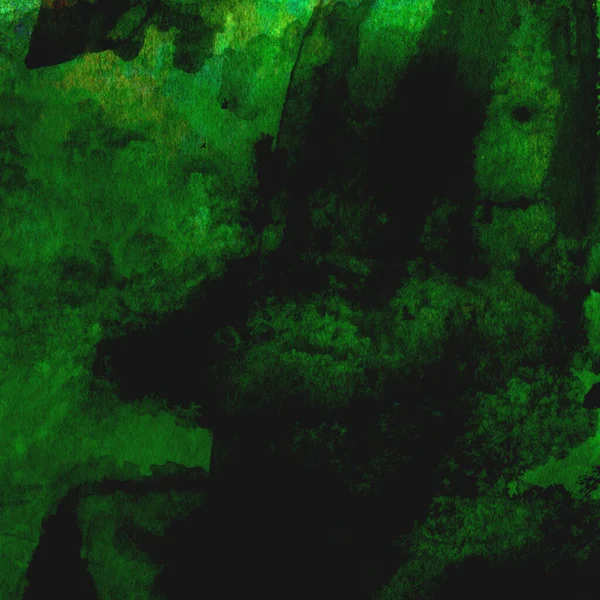 Parlak ve koyu yeşil tonlardan oluşan soyut renkli suluboya desenli arkaplan