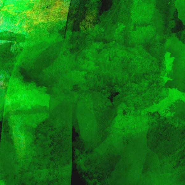 Parlak ve koyu yeşil tonlardan oluşan soyut renkli suluboya desenli arkaplan