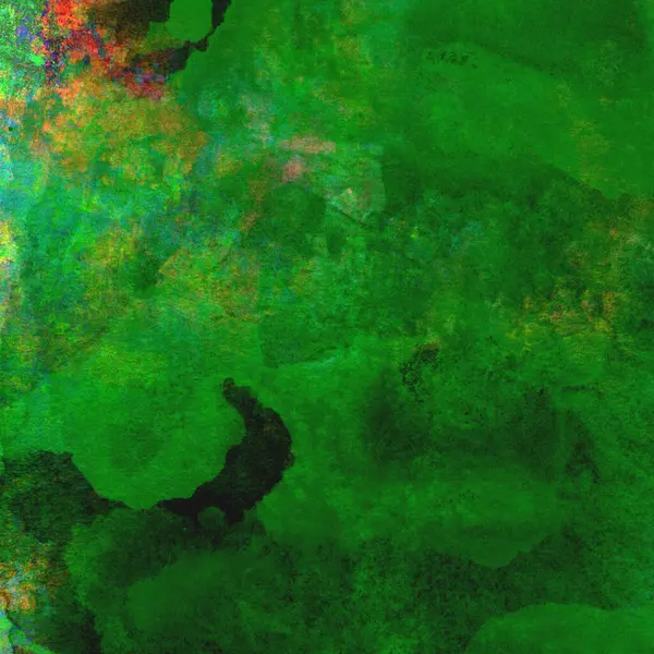 Sarı, mavi ve kırmızı tonlarda yeşil soyut suluboya deseni