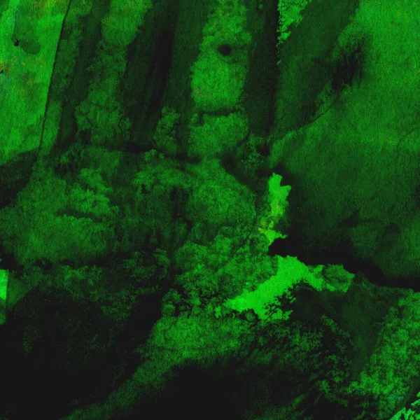 Parlak ve koyu yeşil tonlardan oluşan soyut suluboya desenli arkaplan