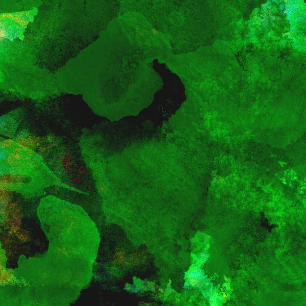 Parlak ve koyu yeşil tonlardan oluşan soyut suluboya desenli arkaplan