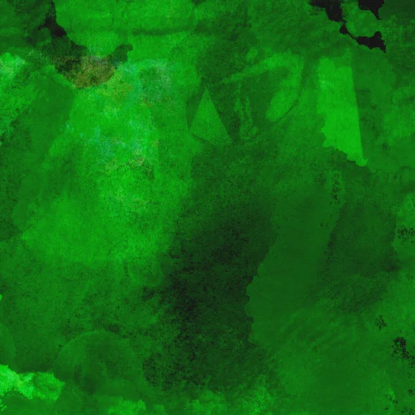 Parlak ve koyu yeşil tonlardan oluşan soyut suluboya desenli arkaplan