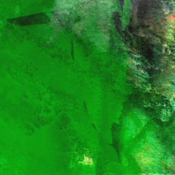 Parlak ve koyu yeşil tonlardan oluşan soyut suluboya desenli arkaplan