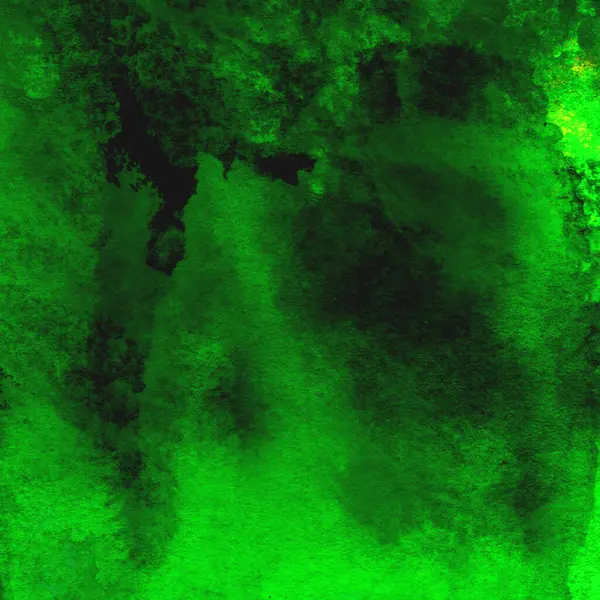 Parlak ve koyu yeşil tonlardan oluşan soyut suluboya desenli arkaplan