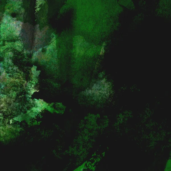 Parlak ve koyu yeşil tonlardan oluşan soyut suluboya desenli arkaplan