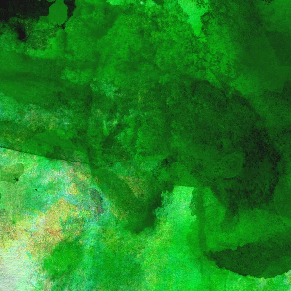 Parlak ve koyu yeşil tonlardan oluşan soyut suluboya desenli arkaplan