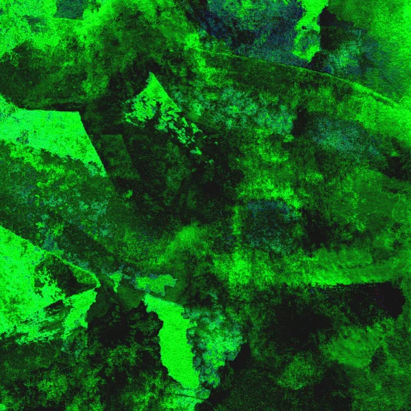 Parlak ve koyu yeşil tonlardan oluşan soyut suluboya desenli arkaplan