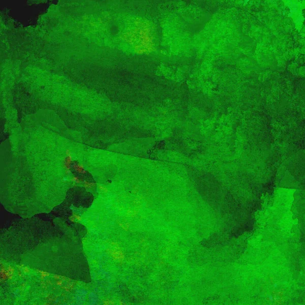 Parlak ve koyu yeşil tonlardan oluşan soyut suluboya desenli arkaplan