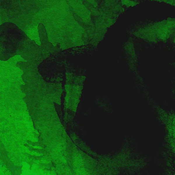 Parlak ve koyu yeşil tonlardan oluşan soyut suluboya desenli arkaplan