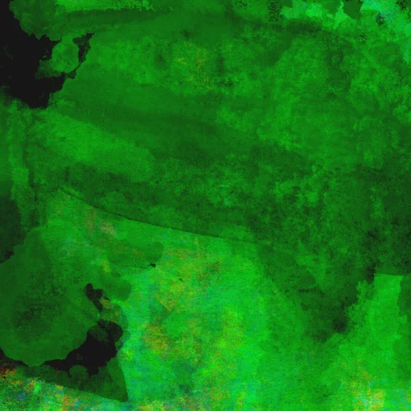 Parlak ve koyu yeşil tonlardan oluşan soyut suluboya desenli arkaplan