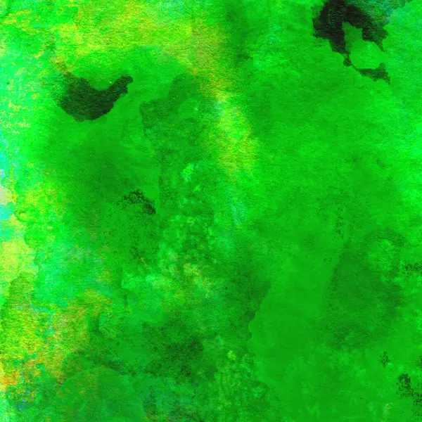 Parlak ve koyu yeşil tonlardan oluşan soyut suluboya desenli arkaplan