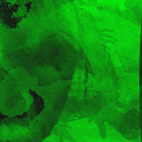 Parlak ve koyu yeşil tonlardan oluşan soyut suluboya desenli arkaplan