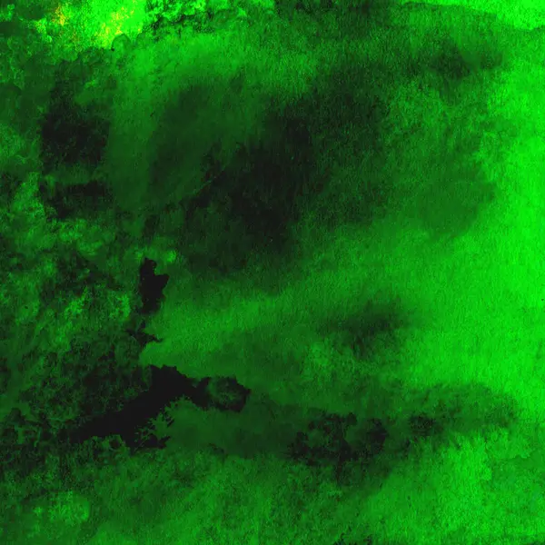 Parlak ve koyu yeşil tonlardan oluşan soyut suluboya desenli arkaplan