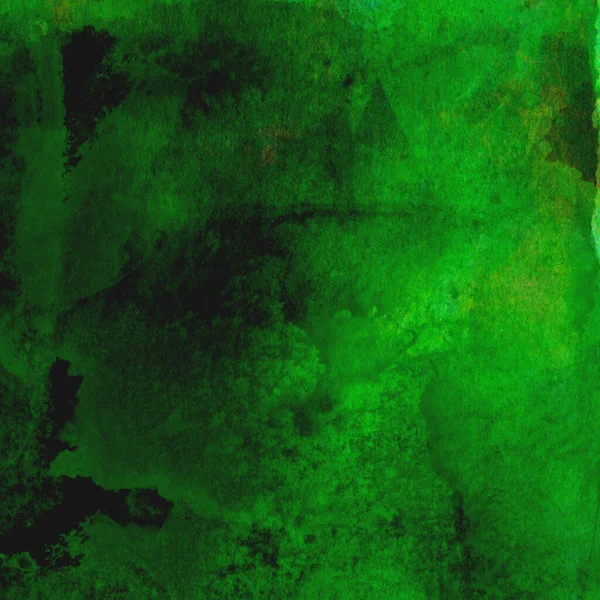 Parlak ve koyu yeşil tonlardan oluşan soyut suluboya desenli arkaplan