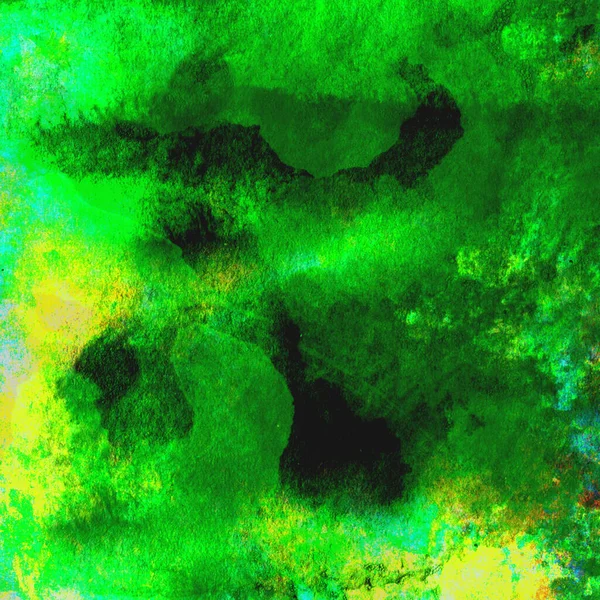 Parlak ve yeşil tonlardan oluşan soyut suluboya deseni