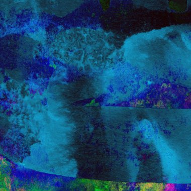 Yeşil ve mavi renklerden oluşan soyut suluboya deseni