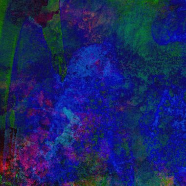 Koyu mavi suluboya deseni yeşil, sarı ve pembe renklerde