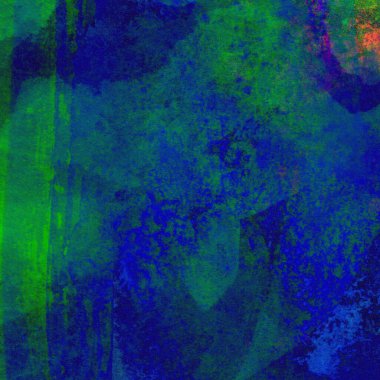 Koyu mavi suluboya deseni yeşil, sarı ve pembe renklerde