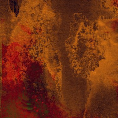 Soyut grunge renkli suluboya deseni yeşil, kırmızı ve sarı renklerle