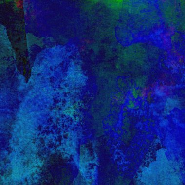 Koyu mavi suluboya deseni yeşil, sarı ve pembe renklerde