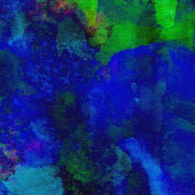 Koyu mavi suluboya deseni yeşil, sarı ve pembe renklerde