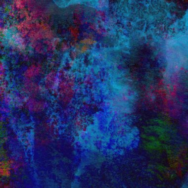 Koyu mavi suluboya deseni yeşil, sarı ve pembe renklerde