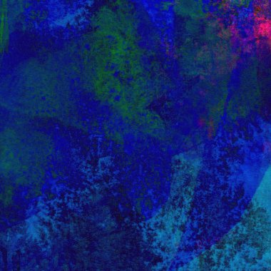 Koyu mavi suluboya deseni yeşil, sarı ve pembe renklerde