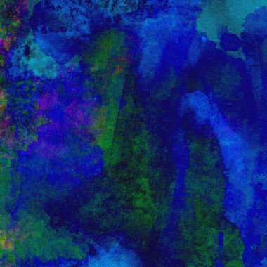 Mavi ve yeşil renklerden oluşan soyut suluboya desenli arka plan