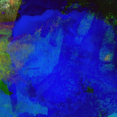 Koyu mavi suluboya deseni yeşil, sarı ve pembe renklerde