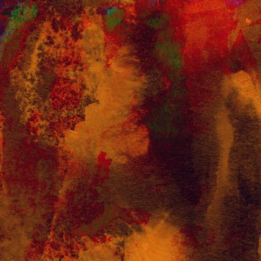 Soyut grunge renkli suluboya deseni yeşil, kırmızı ve sarı renklerle