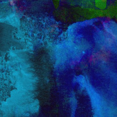 Koyu mavi suluboya deseni yeşil, sarı ve pembe renklerde