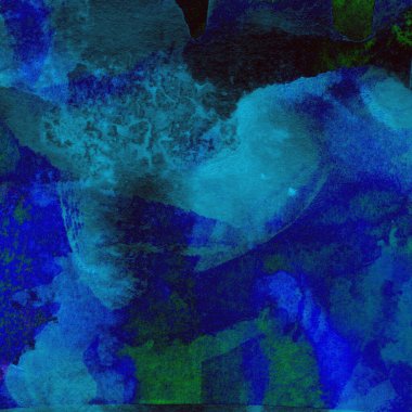 Mavi ve yeşil renklerden oluşan soyut suluboya desenli arka plan