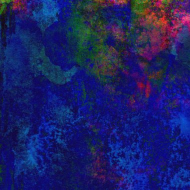 Koyu mavi suluboya deseni yeşil, sarı ve pembe renklerde