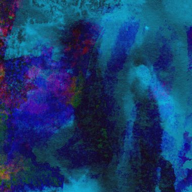 Koyu mavi suluboya deseni yeşil, sarı ve pembe renklerde