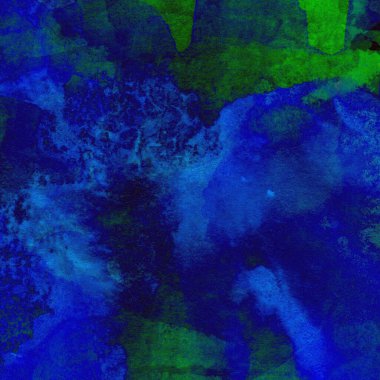 Mavi ve yeşil renklerden oluşan soyut suluboya desenli arkaplan